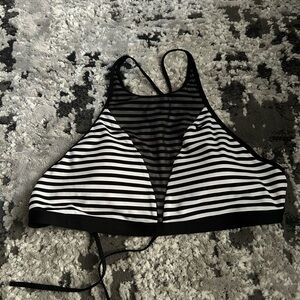 Nike Black and white stripe sports bra